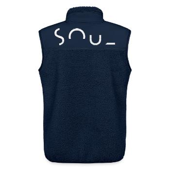 Soulmusikkultur Vintage-Musiker - Unisex Sherpaweste von Stanley/Stella - Navy - Hinten - AI Model Male 178 light (178cm)