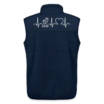 Courbe ECG - Courbe cardiaque - Bébé 2026 - Grossesse - Veste sans manches sherpa unisexe Stanley/Stella - marine - Dos - AI Model Male 178 light (178cm)