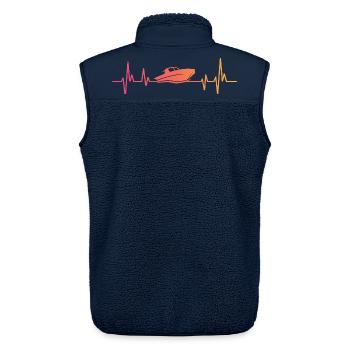 Motorboot Sunset Heartbeat Yacht - Unisex Sherpaweste von Stanley/Stella - Navy - Hinten - AI Model Male 178 light (178cm)