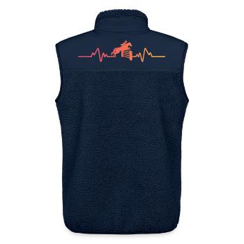 Pferde-Sonnenuntergang-Herzschlag-Reitgeschenk - Unisex Sherpaweste von Stanley/Stella - Navy - Hinten - AI Model Male 178 light (178cm)