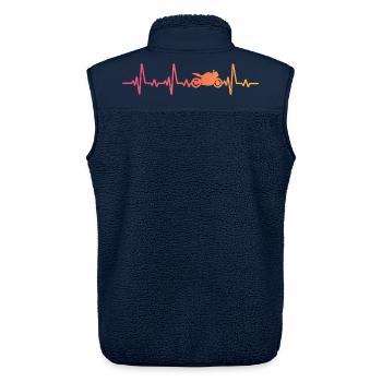Motorrad-Biker Sunsetheartbeat-Motorrad - Unisex Sherpaweste von Stanley/Stella - Navy - Hinten - AI Model Male 178 light (178cm)