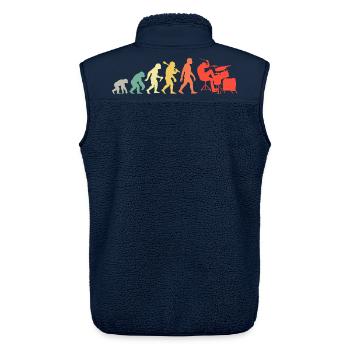 Retro Schlagzeuger Evolution Schlagzeug für Männer - Unisex Sherpaweste von Stanley/Stella - Navy - Hinten - AI Model Male 178 light (178cm)