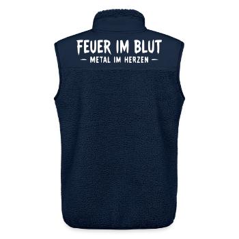 Feuer im Blut – Metal Herz - Unisex Sherpaweste von Stanley/Stella - Navy - Hinten - AI Model Male 178 light (178cm)