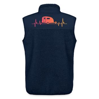 Sunset Heartbeat camper travel caravan - Unisex Sherpa Gilet by Stanley/Stella - navy - Back - AI Model Male 178 light (178cm)