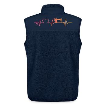 Sewing machine sunset heartbeat sewing - Unisex Sherpa Gilet by Stanley/Stella - navy - Back - AI Model Male 178 light (178cm)