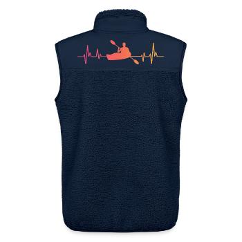 canoéiste kayak sunset battement de coeur canoë - Veste sans manches sherpa unisexe Stanley/Stella - marine - Dos - AI Model Male 178 light (178cm)