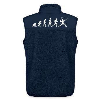 Badminton Evolution – Humor, Spieler und Leidenschaft - Unisex Sherpaweste von Stanley/Stella - Navy - Hinten - AI Model Male 178 light (178cm)