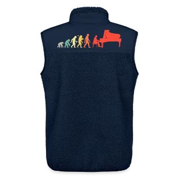Retro Klavierspieler Evolution Pianist mit Piano - Unisex Sherpaweste von Stanley/Stella - Navy - Hinten - AI Model Male 178 light (178cm)