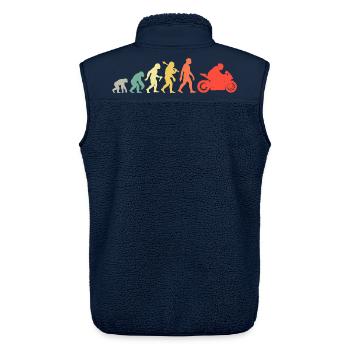 Retro Motorrad Evolution Motorradfahrer Biker - Unisex Sherpaweste von Stanley/Stella - Navy - Hinten - AI Model Male 178 light (178cm)