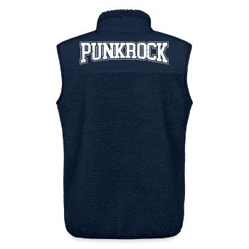 Punk Rock Distressed Schriftart - Unisex Sherpaweste von Stanley/Stella - Navy - Hinten - AI Model Male 178 light (178cm)