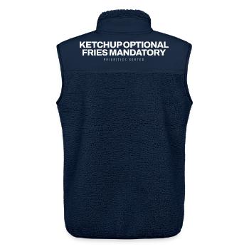 Pommes Imbiss Snack Kartoffel Lustig Pommes Frites - Unisex Sherpaweste von Stanley/Stella - Navy - Hinten - AI Model Male 178 light (178cm)