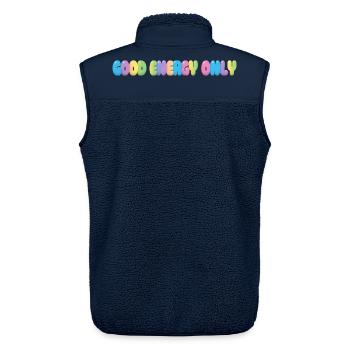 Good Energy Only – Colorful Bubble Typography - Unisex Sherpa Gilet by Stanley/Stella - navy - Back - AI Model Male 178 light (178cm)