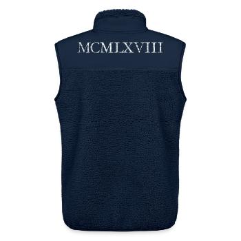 MCMLXVIII 1968 Roman Birthday Year - Unisex Sherpa Gilet by Stanley/Stella - navy - Back - AI Model Male 178 light (178cm)