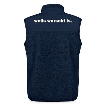 wurscht, egal, weils wurscht is, scheiß drauf - Unisex Sherpaweste von Stanley/Stella - Navy - Hinten - AI Model Male 178 light (178cm)