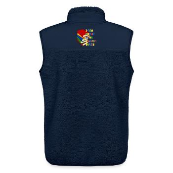 Vous ne pouvez jamais avoir trop de livres # - Veste sans manches sherpa unisexe Stanley/Stella - marine - Dos - AI Model Male 178 light (178cm)