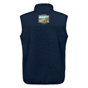 Deutschland Usedom Vintage Reisemarke - Unisex Sherpaweste von Stanley/Stella - Navy - Hinten - AI Model Male 178 light (178cm)