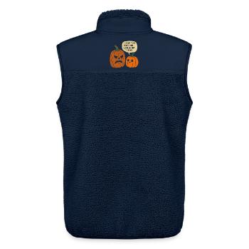 Duo de citrouilles d’Halloween câlins - Veste sans manches sherpa unisexe Stanley/Stella - marine - Dos - AI Model Male 178 light (178cm)