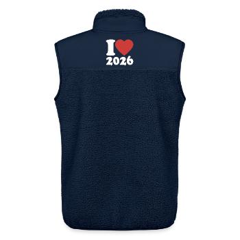 Bonne Année | J’adore 2026 - Veste sans manches sherpa unisexe Stanley/Stella - marine - Dos - AI Model Male 178 light (178cm)