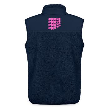 Pride / CSD / LGBTQ+ Design "PROUD" - Unisex Sherpaweste von Stanley/Stella - Navy - Hinten - AI Model Male 178 light (178cm)