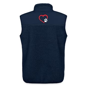 Rotes Herz mit weißer Hundepfote. Hund # - Unisex Sherpaweste von Stanley/Stella - Navy - Hinten - AI Model Male 178 light (178cm)