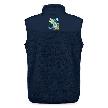 Kawaii-Drachenkarikatur auf rosa Blume - Unisex Sherpaweste von Stanley/Stella - Navy - Hinten - AI Model Male 178 light (178cm)