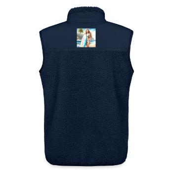 Mädchen Action Surf 2 - Unisex Sherpaweste von Stanley/Stella - Navy - Hinten - AI Model Male 178 light (178cm)