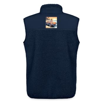 Mädchen mit Auto und Traumnatur 3 - Unisex Sherpaweste von Stanley/Stella - Navy - Hinten - AI Model Male 178 light (178cm)