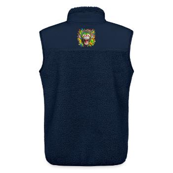 Porträt/Kopf eines bunten Rasta-Affen platzt vor Lachen - Unisex Sherpaweste von Stanley/Stella - Navy - Hinten - AI Model Male 178 light (178cm)
