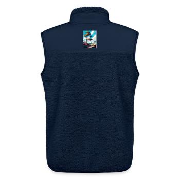Ashdown Forest Travel Poster Postcard Painting - Unisex Sherpa Gilet by Stanley/Stella - navy - Back - AI Model Male 178 light (178cm)