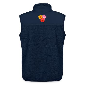Hibiscus Trio - Tropical Flowers - Unisex Sherpa Gilet by Stanley/Stella - navy - Back - AI Model Male 178 light (178cm)