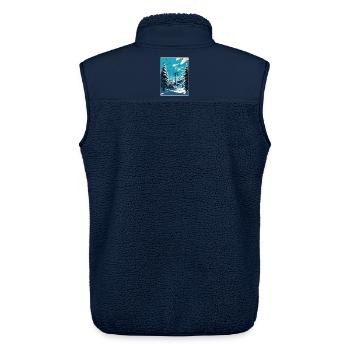 St Anton Ski Skifahren Vintage Reise Poster Souvenir - Unisex Sherpaweste von Stanley/Stella - Navy - Hinten - AI Model Male 178 light (178cm)