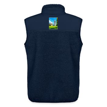 Pisa Italy Travel Poster Souvenir Postcard Paint - Unisex Sherpa Gilet by Stanley/Stella - navy - Back - AI Model Male 178 light (178cm)