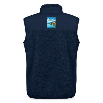 Lake Garda Italy Travel Poster Souvenir Paint WPA - Unisex Sherpa Gilet by Stanley/Stella - navy - Back - AI Model Male 178 light (178cm)