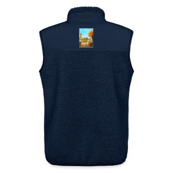 Volterra Italie Affiche de voyage Peinture Souvenir WPA - Veste sans manches sherpa unisexe Stanley/Stella - marine - Dos - AI Model Male 178 light (178cm)