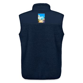 Kos Griechenland Reise Poster Souvenir Postkarte Farbe - Unisex Sherpaweste von Stanley/Stella - Navy - Hinten - AI Model Male 178 light (178cm)