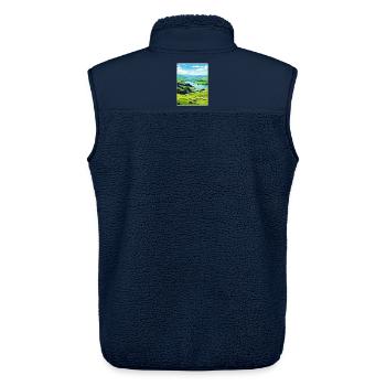 Lake District United Kingdom Travel Poster Card - Unisex Sherpa Gilet by Stanley/Stella - navy - Back - AI Model Male 178 light (178cm)