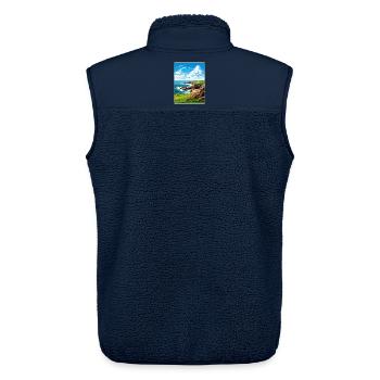 Lands End Cornwall England Reiseposter Souvenir - Unisex Sherpaweste von Stanley/Stella - Navy - Hinten - AI Model Male 178 light (178cm)