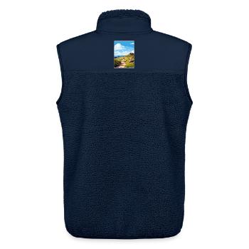 Lands End Cornwall England Reiseposter Souvenir - Unisex Sherpaweste von Stanley/Stella - Navy - Hinten - AI Model Male 178 light (178cm)