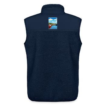 Bude Cornwall England Reiseposter Souvenir WPA - Unisex Sherpaweste von Stanley/Stella - Navy - Hinten - AI Model Male 178 light (178cm)