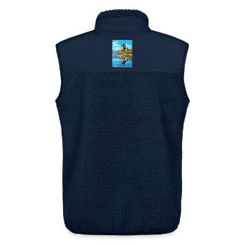 Quebec City Canada Travel Poster Souvenir Paint WP - Unisex Sherpa Gilet by Stanley/Stella - navy - Back - AI Model Male 178 light (178cm)