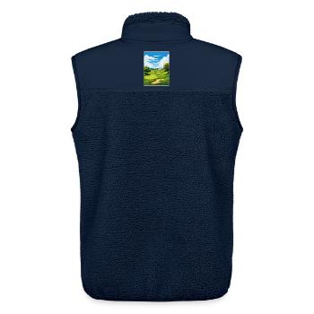 Baltusrol Golf Club Affiche de voyage vintage souvenir - Veste sans manches sherpa unisexe Stanley/Stella - marine - Dos - AI Model Male 178 light (178cm)