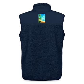 Bahamas Caraïbes Voyage Affiche Souvenir Peinture WPA - Veste sans manches sherpa unisexe Stanley/Stella - marine - Dos - AI Model Male 178 light (178cm)