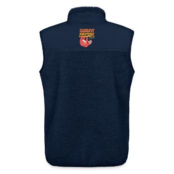 Sunday Hangin’ – Lustiges Faultier-Motiv - Unisex Sherpaweste von Stanley/Stella - Navy - Hinten - AI Model Male 178 light (178cm)