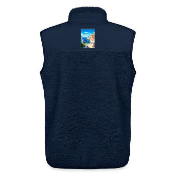 Milos Griechenland Vintage-Reiseplakat Cityscape WPA - Unisex Sherpaweste von Stanley/Stella - Navy - Hinten - AI Model Male 178 light (178cm)