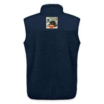 Japan Cat Ramen Noodles Retro Wave Pattern - Unisex Sherpa Gilet by Stanley/Stella - navy - Back - AI Model Male 178 light (178cm)