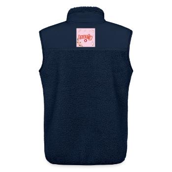 Lucky Neon Floral on Pink - Unisex Sherpa Gilet by Stanley/Stella - navy - Back - AI Model Male 178 light (178cm)