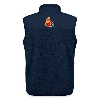 Pin-up agacée : graphique rétro au téléphone - Veste sans manches sherpa unisexe Stanley/Stella - marine - Dos - AI Model Male 178 light (178cm)