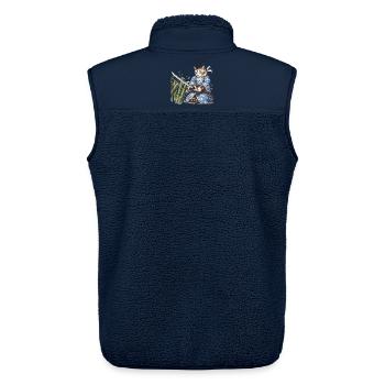 Samurai Cat with Katana – Japanese Ukiyo-e Style - Unisex Sherpa Gilet by Stanley/Stella - navy - Back - AI Model Male 178 light (178cm)