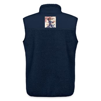 Blütenklinge Ninja im Kimono - Unisex Sherpaweste von Stanley/Stella - Navy - Hinten - AI Model Male 178 light (178cm)