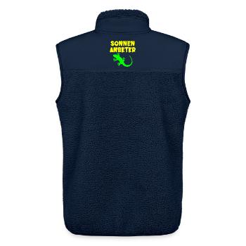 Sonnenanbeter Eidechse - Sommer Sonne - Unisex Sherpaweste von Stanley/Stella - Navy - Hinten - AI Model Male 178 light (178cm)
